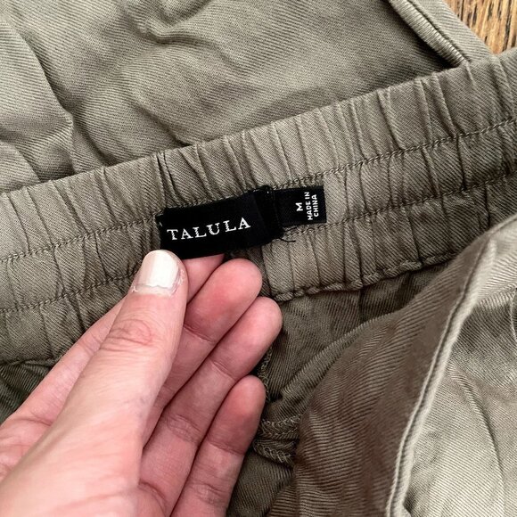 Talula olive green elastic waistband pockets casual pants sweatpants rayon - Picture 3 of 7